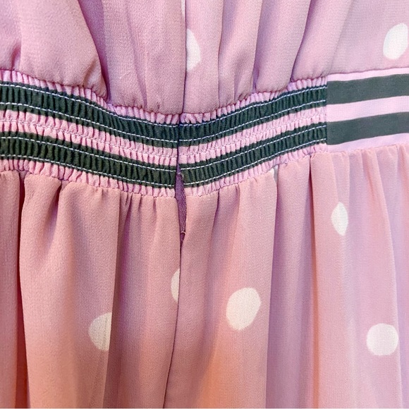 Gal Meets Glam Collection Finley pink & olive green polka dot ruffle dress - Picture 14 of 15